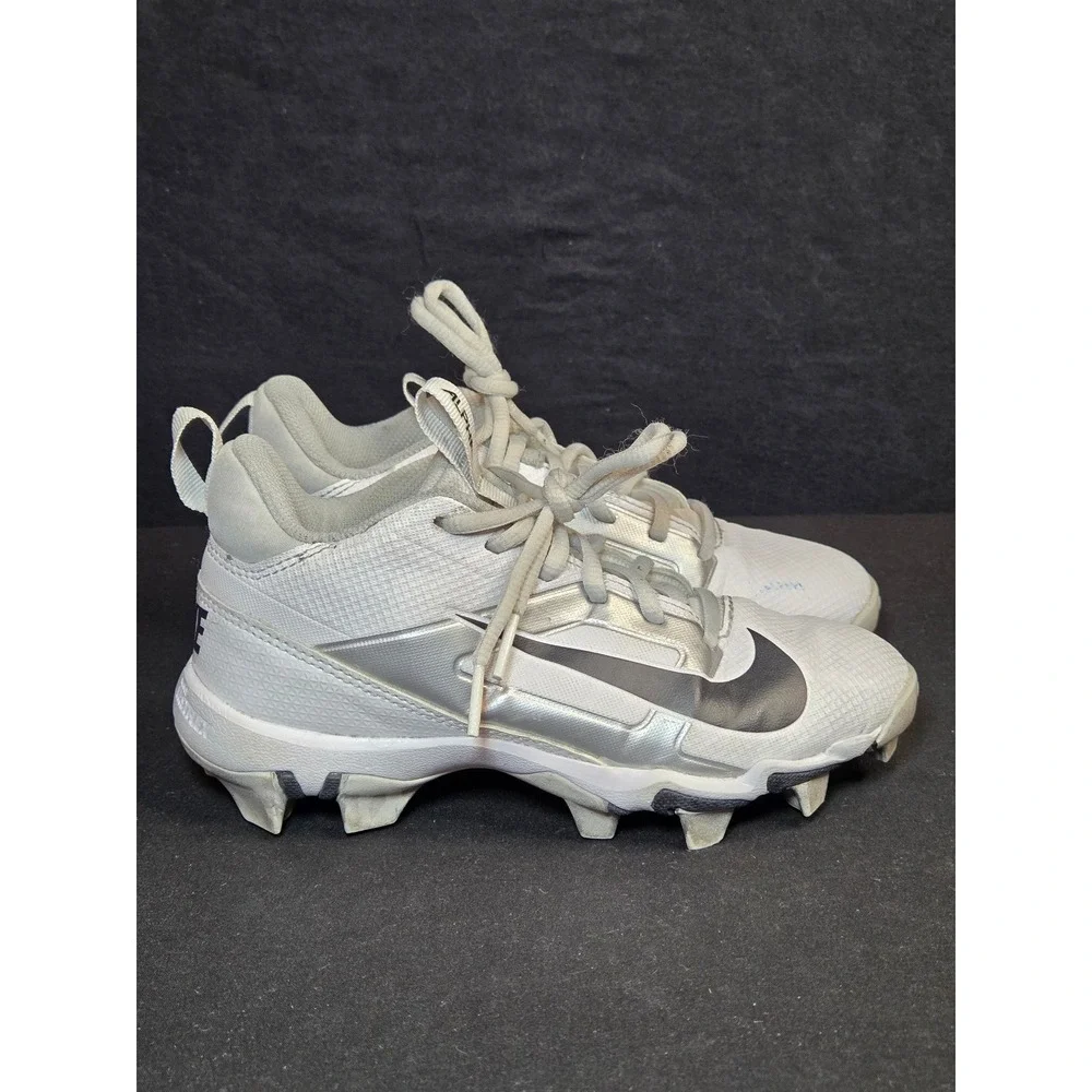 Nike Alpha Huarache 4 Keystone Kids Baseball Cleats White Silver FQ4012-100 2Y